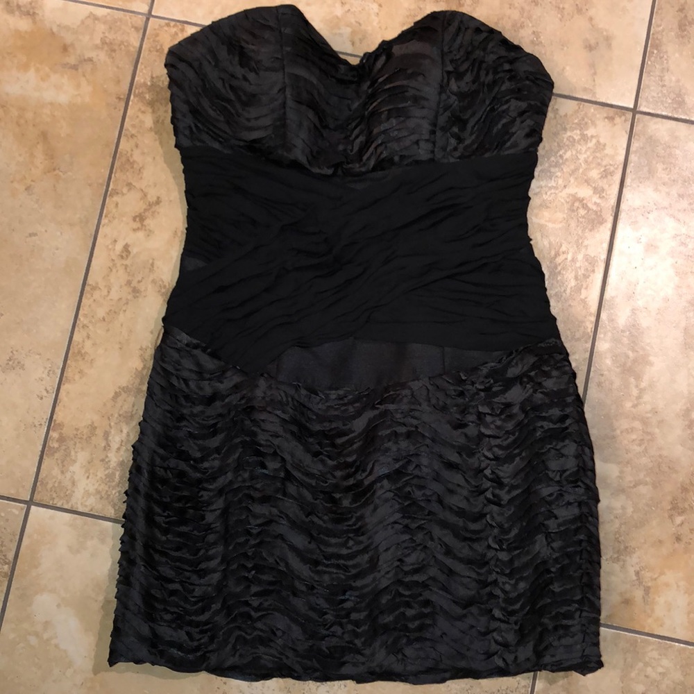 Black Strapless Sweetheart Cocktail Party Dress